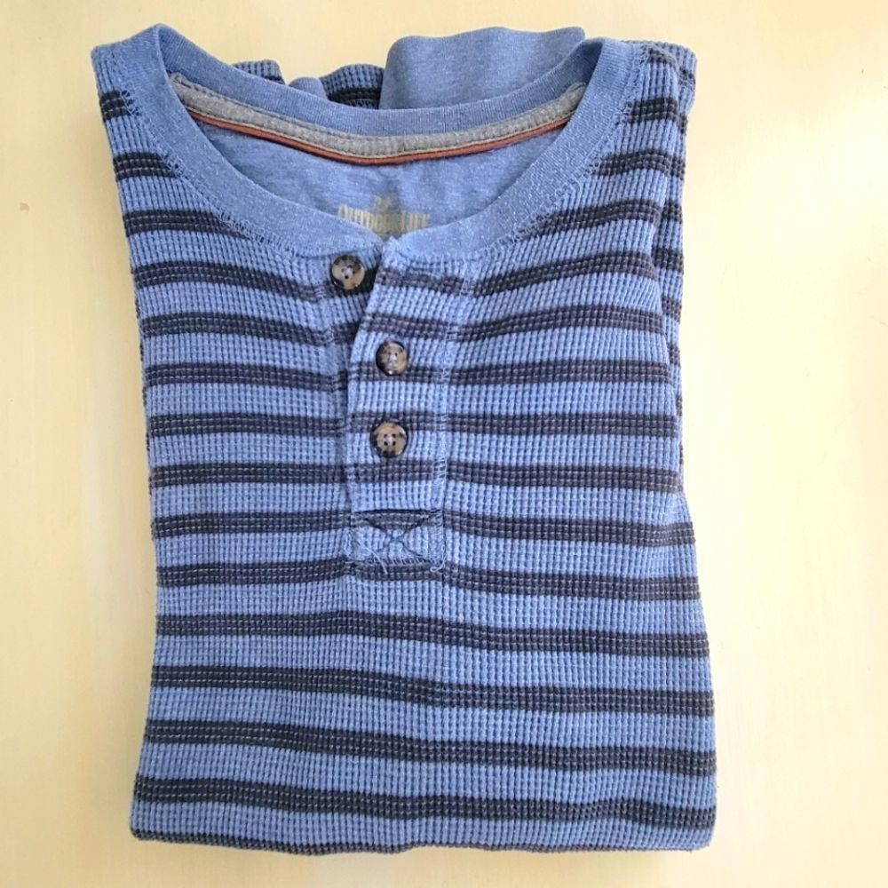 Outdoor Life Mens Long Sleeve Blue Horizontal Stripes Size L